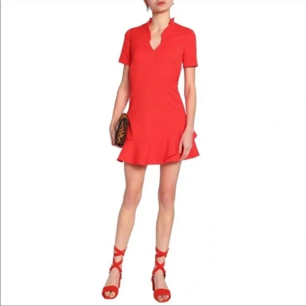 Sandro Red Short-Sleeve Mini Dress